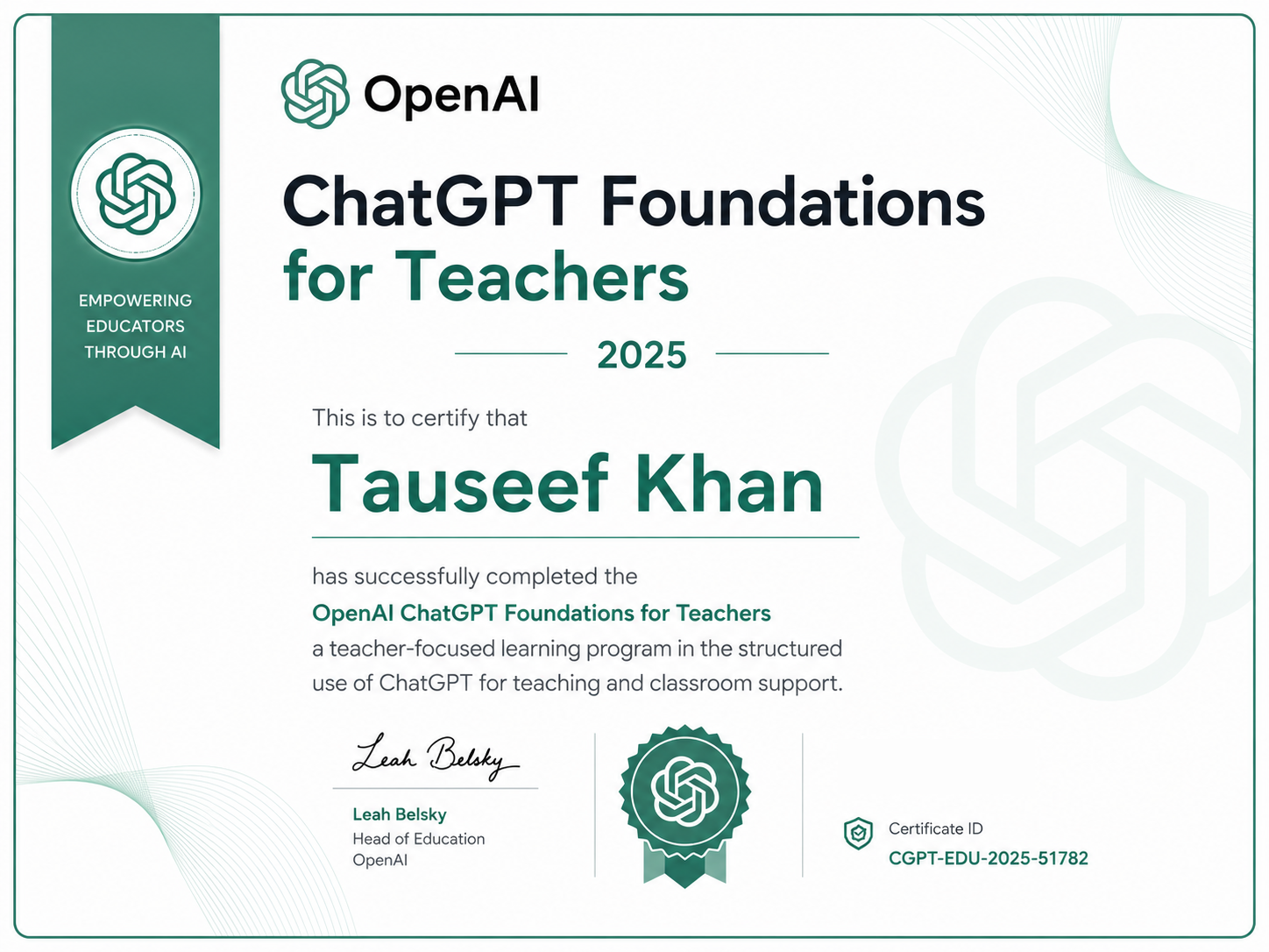 OpenAI ChatGPT Educator Certificate - Page 1